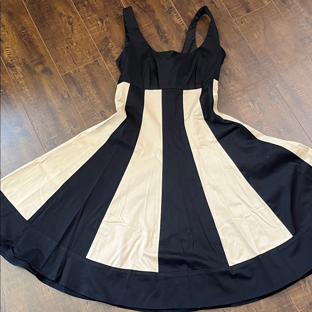 Maggy London Black and Cream Backless Dress